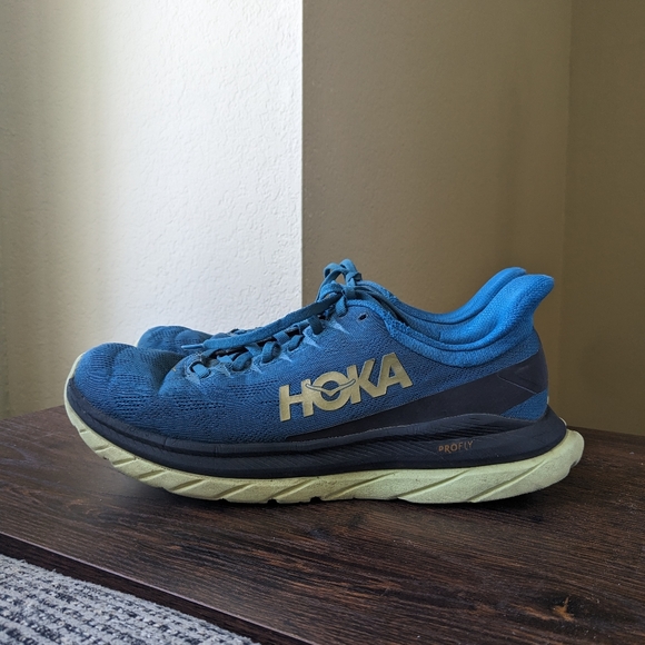 Hoka One One Mach 4 Blue Green Black Running Walking Shoes - Picture 1 of 10